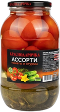 «Краснодарочка» Ассорти томаты, огурцы в заливке 1500гр*6шт