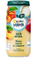 «ФрутоНяня» пюре из яблок и персиков со сливками, 250г*12шт