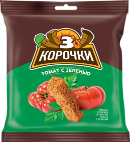 8. Snacks~ Сухарики 3Корочки Томат и зелень 40г*60шт