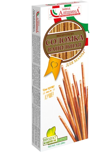 Crackers&Dry sticks ~ Соломка «Алешина» ванильная Для мамы (box) 200г*16шт