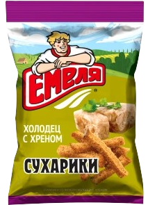 8.4 Snacks ~ Сухарики Емеля Холодец с хреном 90гр*22шт