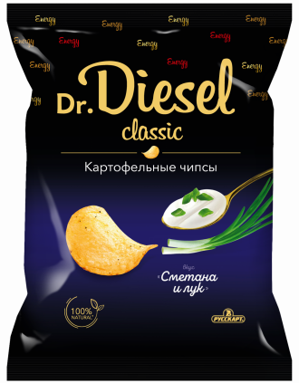 7.3 Chips ~ Картофельные чипсы «Dr.Diesel» со вкусом сметана и лук 120г*20шт