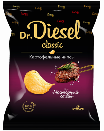 7.3 Chips ~ Картофельные чипсы «Dr.Diesel» со вкусом мраморный стейк  120г*10шт