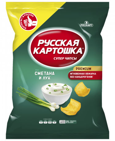 (221)«Русская картошка» Чипсы Сметана и зелёный лук 150г*9шт