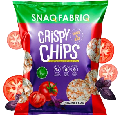 Healthy Food ~ *SNAQ FABRIQ* Чипсы протеиновые "Томат и базилик" 50гр*14шт