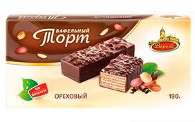 6.2 Wafer Cake Sugar Free ~ Вафельный торт ореховый шоколадный на Фруктозе 190гр*10шт