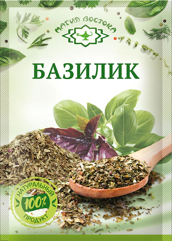 F14. Spices ~ Базилик зелень сушёная 15г*40шт (23487)