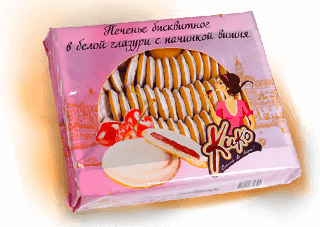 Печенье бисквитное* Кико *вишня в шоколаде 1,2 кг.