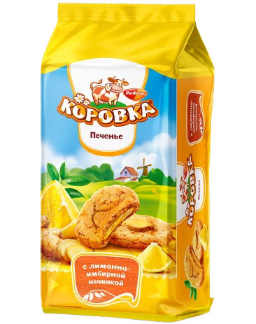 3.4 Cookies ~ Печенье Коровка с лимонно–имбирной начинкой 160гр*12шт