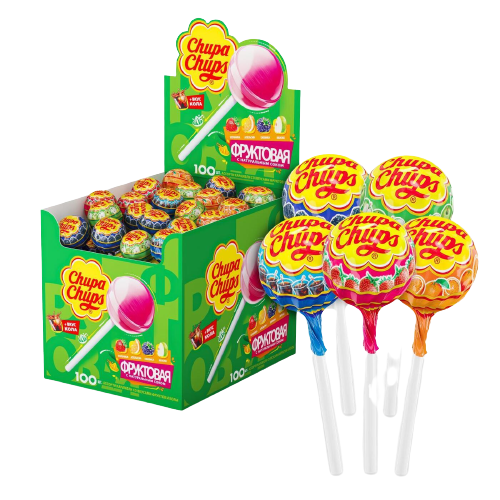 Карамель «Chupa Chups» ассорти со вкусом фруктов и колы 14г*100шт