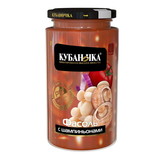 *Kубаночка*Фасоль с шампиньонами 500г.12шт.