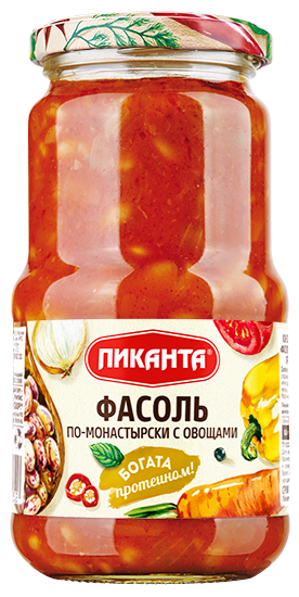 "Пиканта" Фасоль по-монастырски с овощами, 530г/6шт.