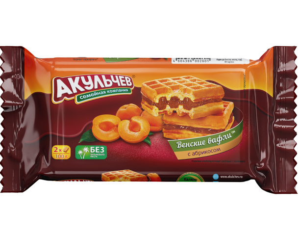 5. Wafer ~ Вафли Венские с начинкой Абрикос 100гр*22шт