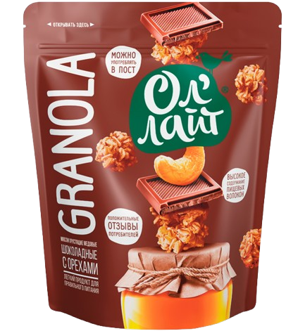 B21. Healthy Food ~ Запеченная шоколадная гранола мюсли  с орехами 280г*12шт