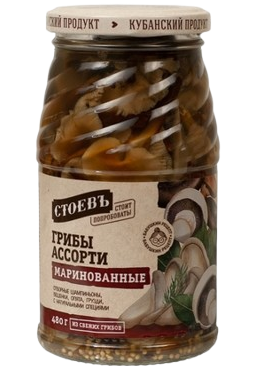 H00. Mushrooms ~ Грибы маринованные Ассорти 480гр*8шт