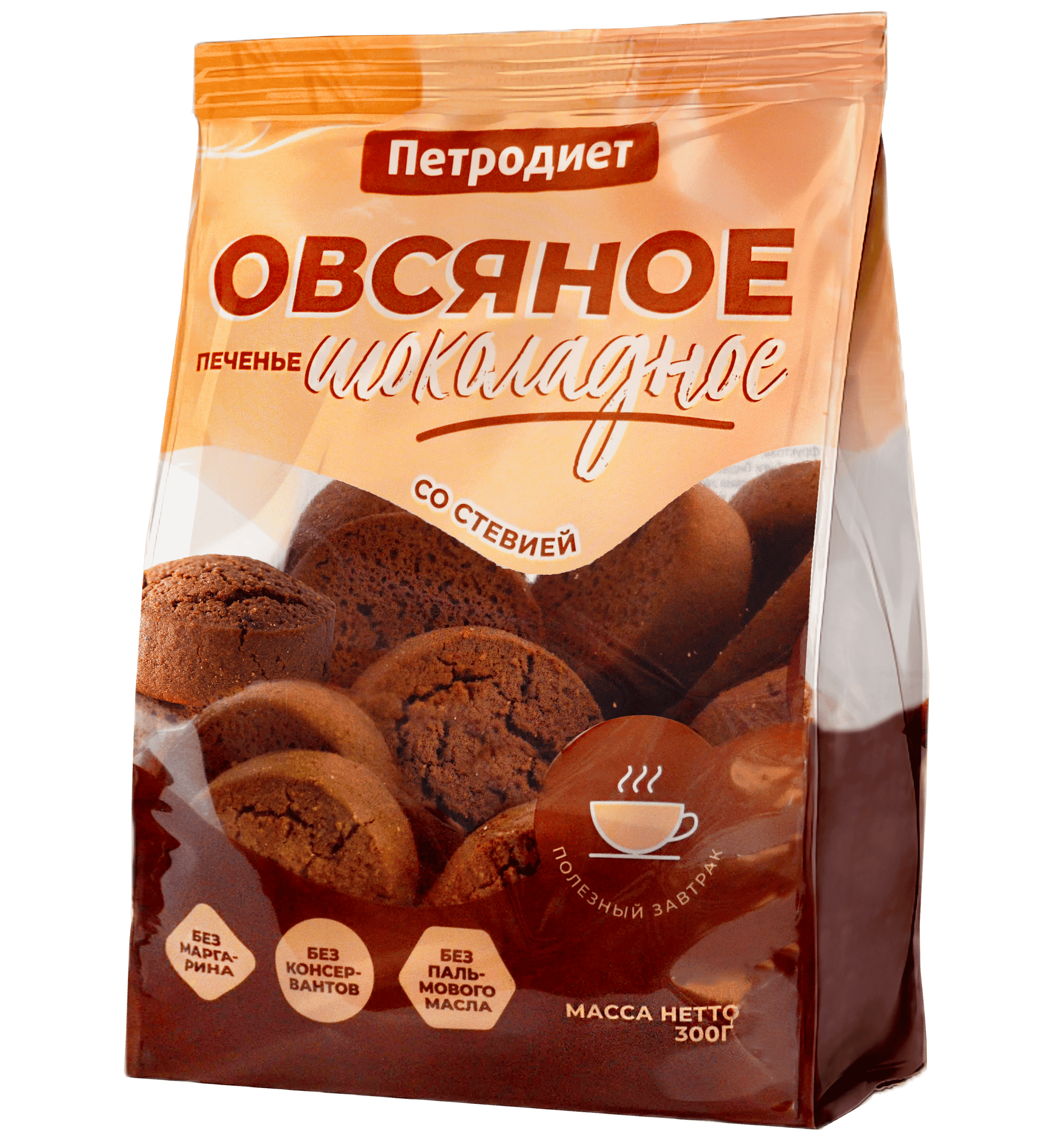 dt «Петродиет» Печенье овсяное шоколадное со стевией, 300г*15шт