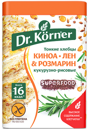 9. Crackers ~ Dr. Körner Хлебцы Кукурузно-рисовые с киноа, льном и розмарином 100гр*20шт