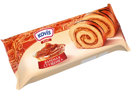 3.0 Рулет «Kovis» бисквитный с кремом варёная сгущёнка 175гр*15шт
