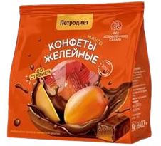 dt «Петродиет» Конфеты желейные манго в шоколаде на фруктозе со стевией, 200гр*14шт