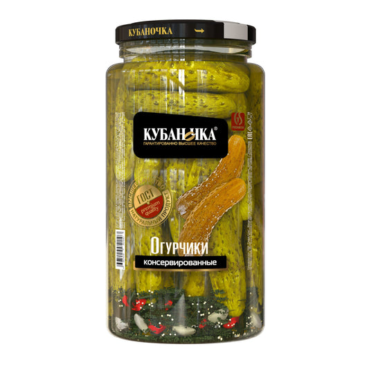 Огурчики консервированные *Кубаночка*1.500Г.6 шт.