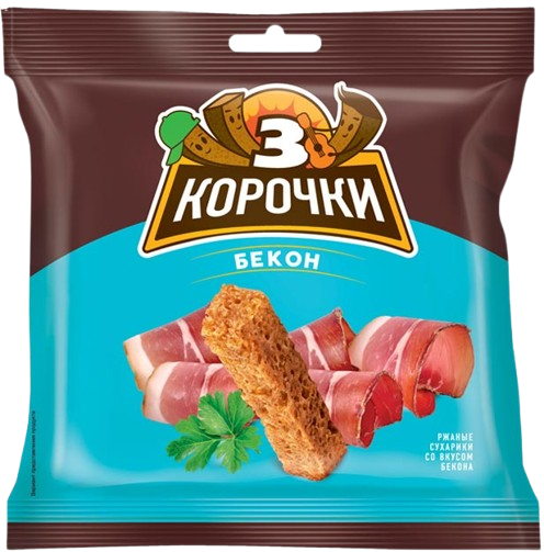 Сухарики «3 Корочки» со вкусом бекона 100г*25шт (180)