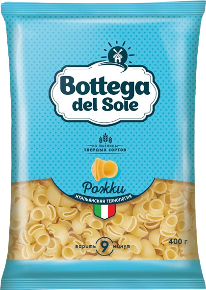 D04. Pasta ~ Макароны Bottega del Sole Рожки 400гр*20шт