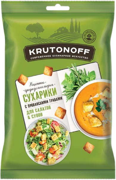 8.5 Snacks ~ Сухарики KRUTONOFF пшеничные с прованскими травами 100гр*28шт
