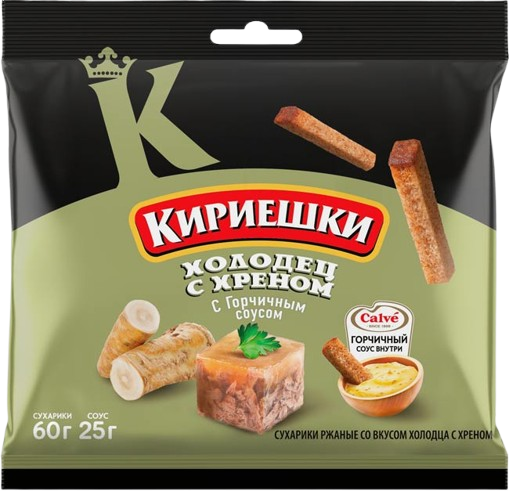 8.3 Snacks ~ Кириешки Холодец с хреном + горчичный соус 60гр*30шт