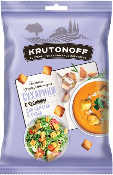 8.5 Snacks ~ Сухарики KRUTONOFF пшеничные с чесноком 100гр*28шт