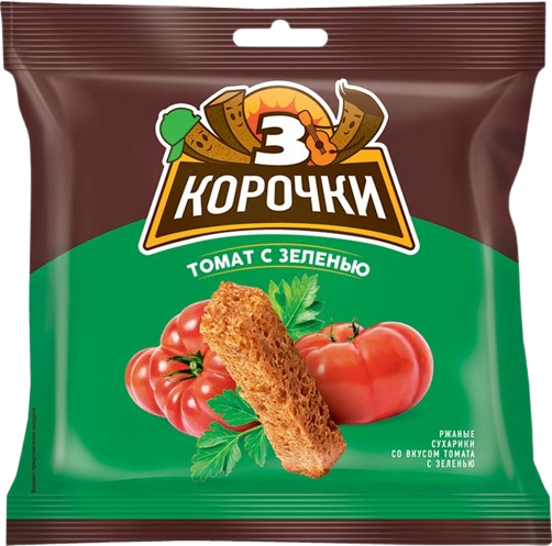 Сухарики «3 Корочки» со вкусом томата и зелени 100г*25шт (182)