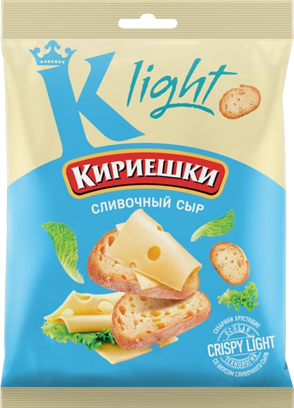 (524) Сухарики «Кириешки Light» со вкусом сливочного сыра 80гр*22шт.