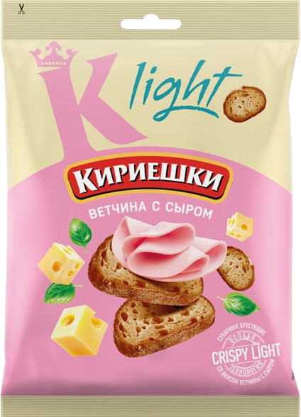 (523) Сухарики «Кириешки Light» со вкусом ветчины с сыром 80гр*22шт.