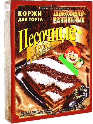«Черока» Коржи для торта песочные шоколадно-ванильные прямоугольные 400г*12шт