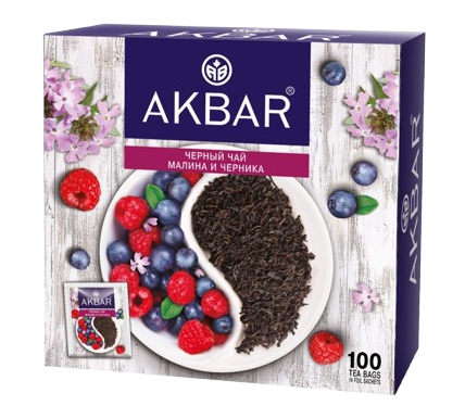 «Akbar» Black tea Чай Akbar Малина Черника 100п*6шт