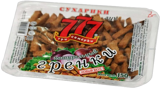 Гренки 777 Ржано-Пшеничные  лук , 150 г. * 12 шт