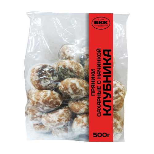 «БКК» Пряники сахарные с начинкой клубника 500гр*12шт