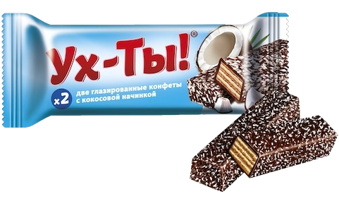 A08. Chocolate Bars ~ Батончики Ух-Ты! глазированная с кокосовой начинкой 30гр*50шт